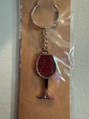 Sparkling Red Wine Glass Keychain/Bag Charm. Chris’s Stuff